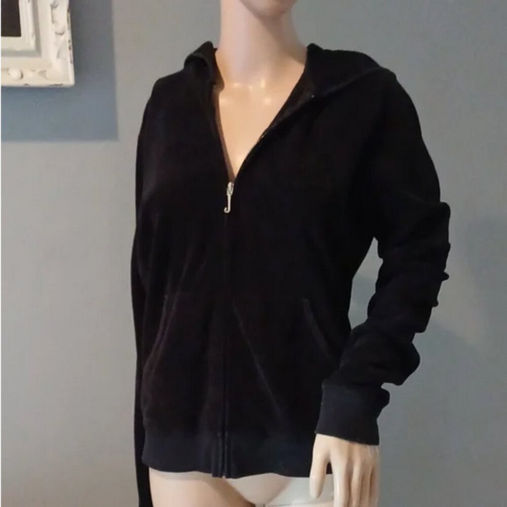 JUICY Couture Y2K vintage terry cloth black zip up hoodie XL
